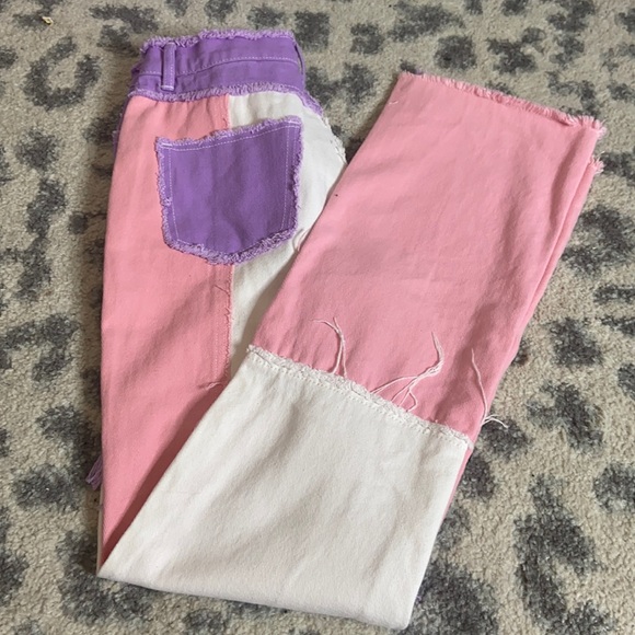 Jeans | Pink White Purple Patch Jeans 